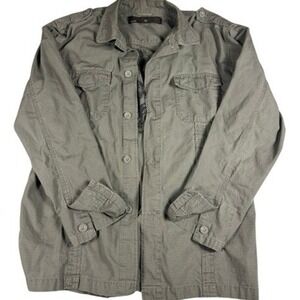 Point Zero Shirt Mens XL Olive Green Ripstop Military Utility Eagle Graphic L/S